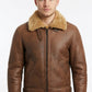 B002 Vintage Brown Leather Flight Jacket - Shearling Trim Bomber