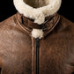 B002 B3 Brown Shearling Coat WWII Bomber Sheep Leather Aviator Shearling Fur Army Style Jacket For Men