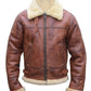 B003 B3 Brown Shearling Coat WWII Bomber Sheep Leather Aviator Jacket For Men's