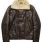 B003 Classic Dark Brown Leather Flight Jacket with Quilted Detail