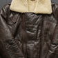 B003 Classic Dark Brown Leather Flight Jacket with Quilted Detail