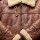 B003 B3 Brown Shearling Coat WWII Bomber Sheep Leather Aviator Jacket For Men's