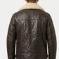B003 Classic Dark Brown Leather Flight Jacket with Quilted Detail
