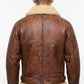 B003 B3 Brown Shearling Coat WWII Bomber Sheep Leather Aviator Jacket For Men's