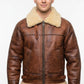 B003 B3 Brown Shearling Coat WWII Bomber Sheep Leather Aviator Jacket For Men's