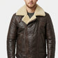 B003 Classic Dark Brown Leather Flight Jacket with Quilted Detail