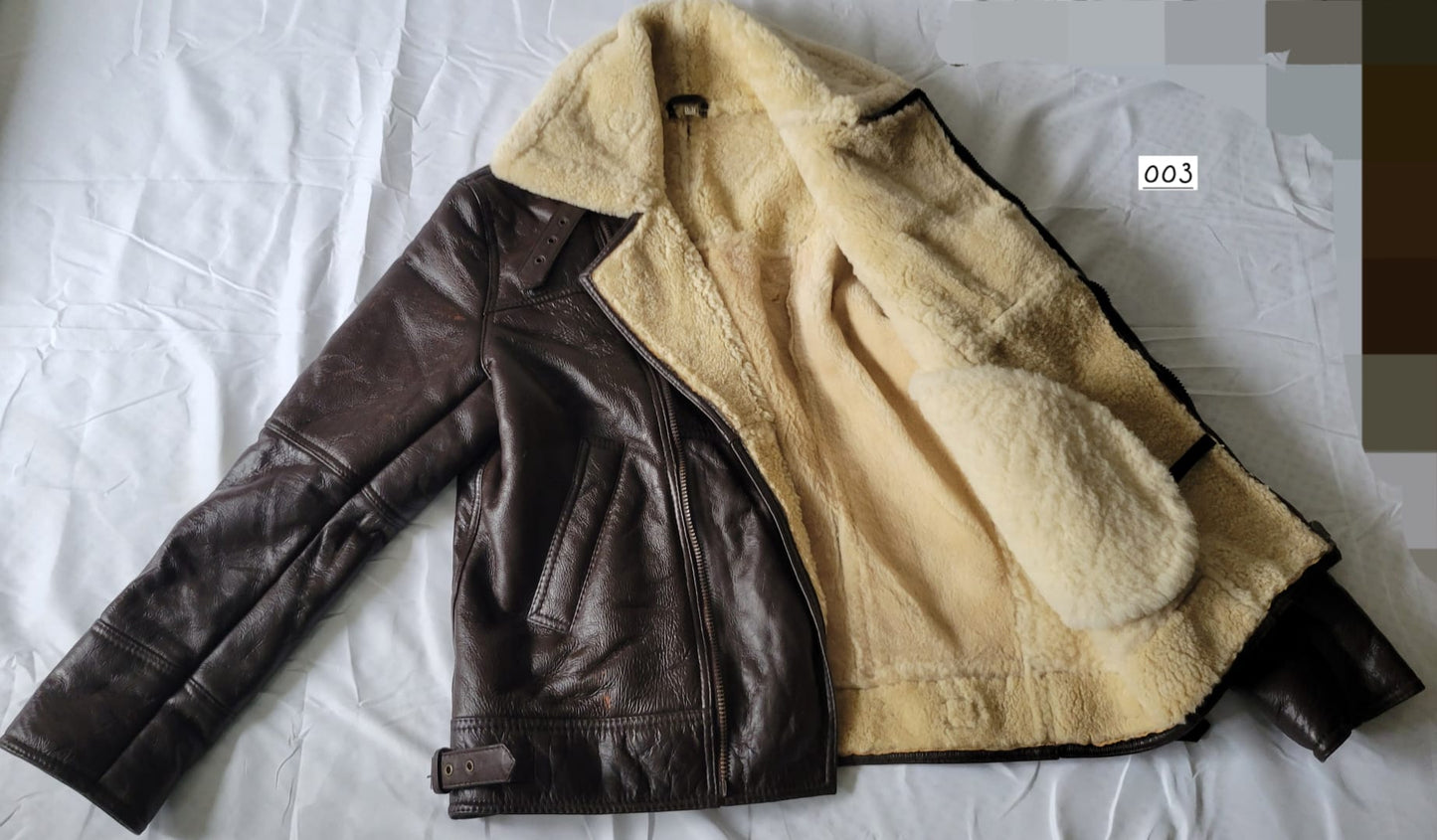 B003 RAF B3 Men Brown Real Shearling Fur Sheep Leather Army Jacket Small - Clearance End Sale 2024