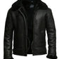 B004 Premium Black Leather Flight Jacket with Fur Trim
