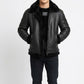 B004 Premium Black Leather Flight Jacket with Fur Trim