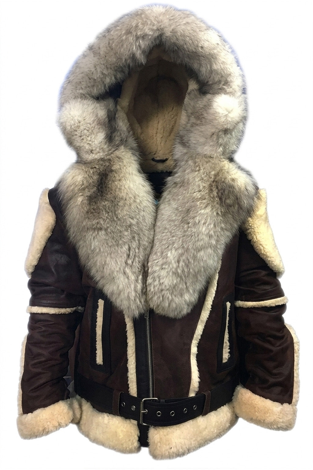 B008 HoL Original Brand Hood Warm Brown Sheep Leather Men's Jacket