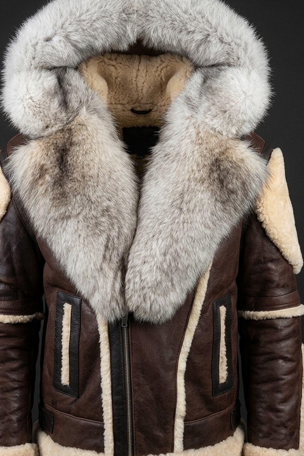 B008 HoL Original Brand Hood Warm Brown Sheep Leather Men's Jacket