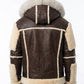 B008 HoL Original Brand Hood Warm Brown Sheep Leather Men's Jacket