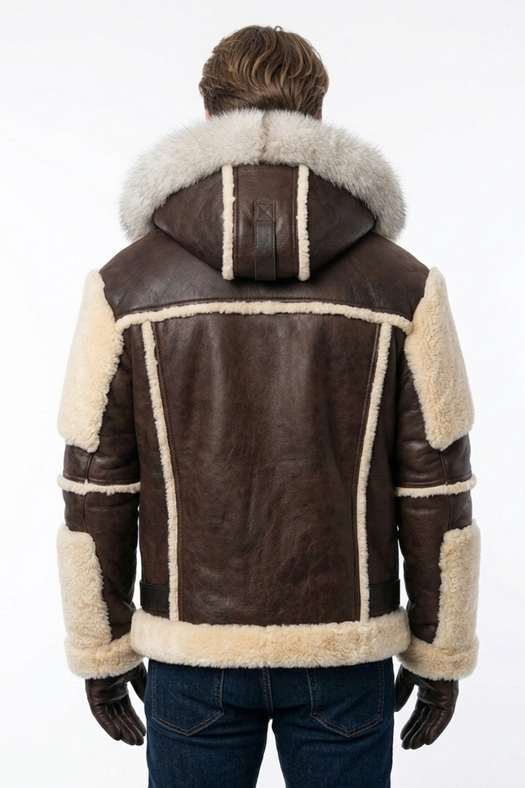 B008 HoL Original Brand Hood Warm Brown Sheep Leather Men's Jacket