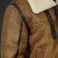 B009 RAF Men's Brown Shearling Fur B3 Flight Bomber Aviator Real Leather Jacket
