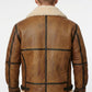 B009 RAF Men's Brown Shearling Fur B3 Flight Bomber Aviator Real Leather Jacket