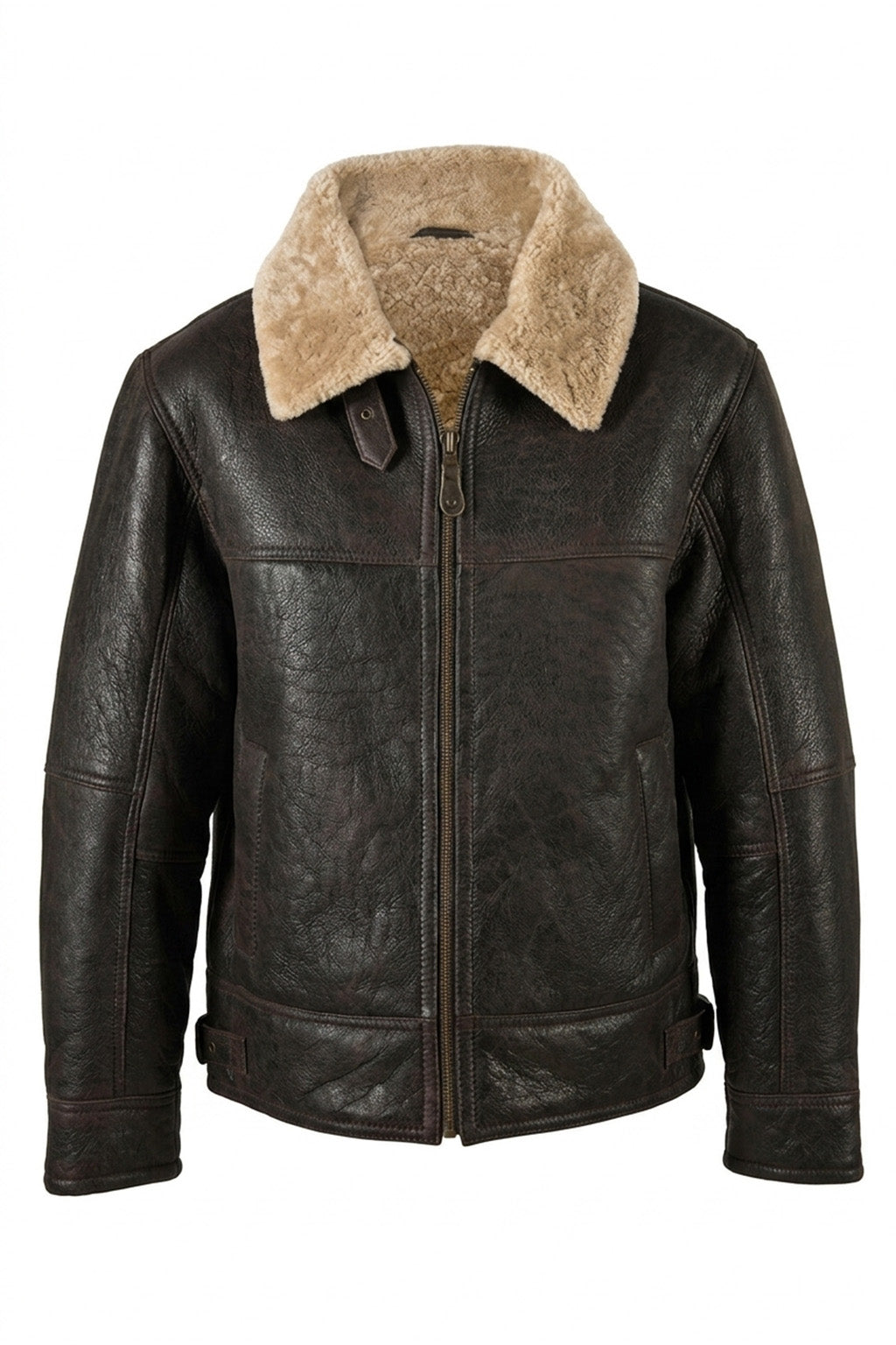 B011 RAF Aviator Brown Real Shearling Fur Cockpit Men's Jacket