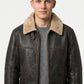 B011 RAF Aviator Brown Real Shearling Fur Cockpit Men's Jacket