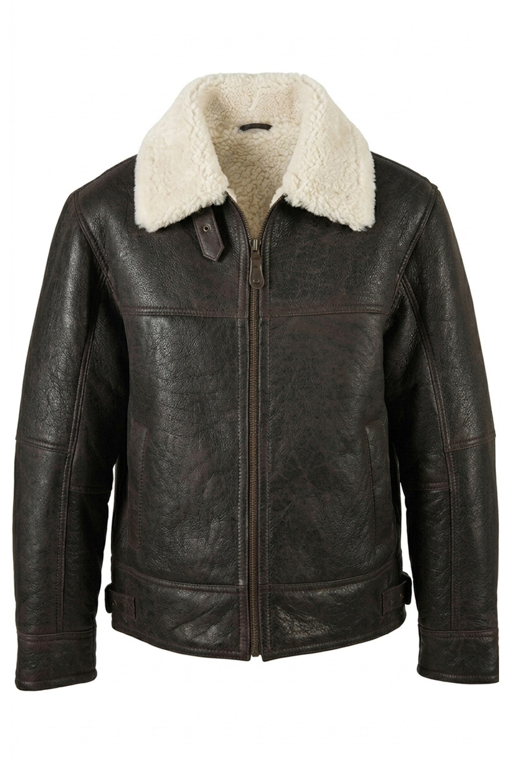 B011 RAF Aviator Brown Real Shearling Fur Cockpit Men's Jacket