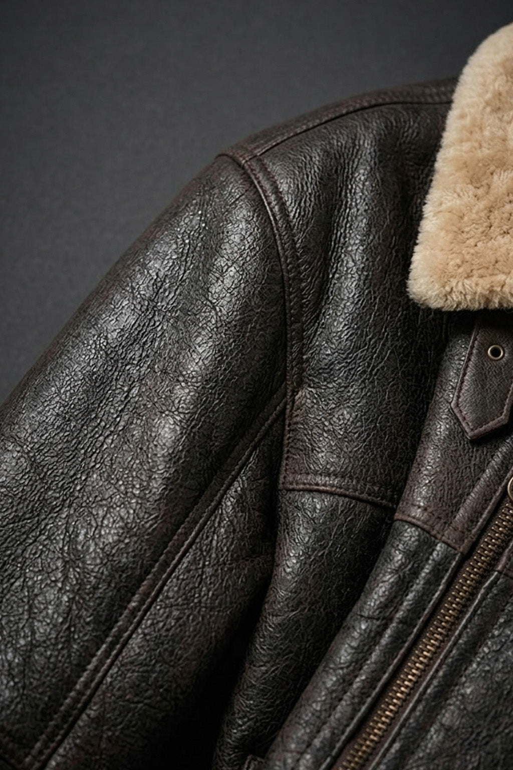 B011 RAF Aviator Brown Real Shearling Fur Cockpit Men's Jacket