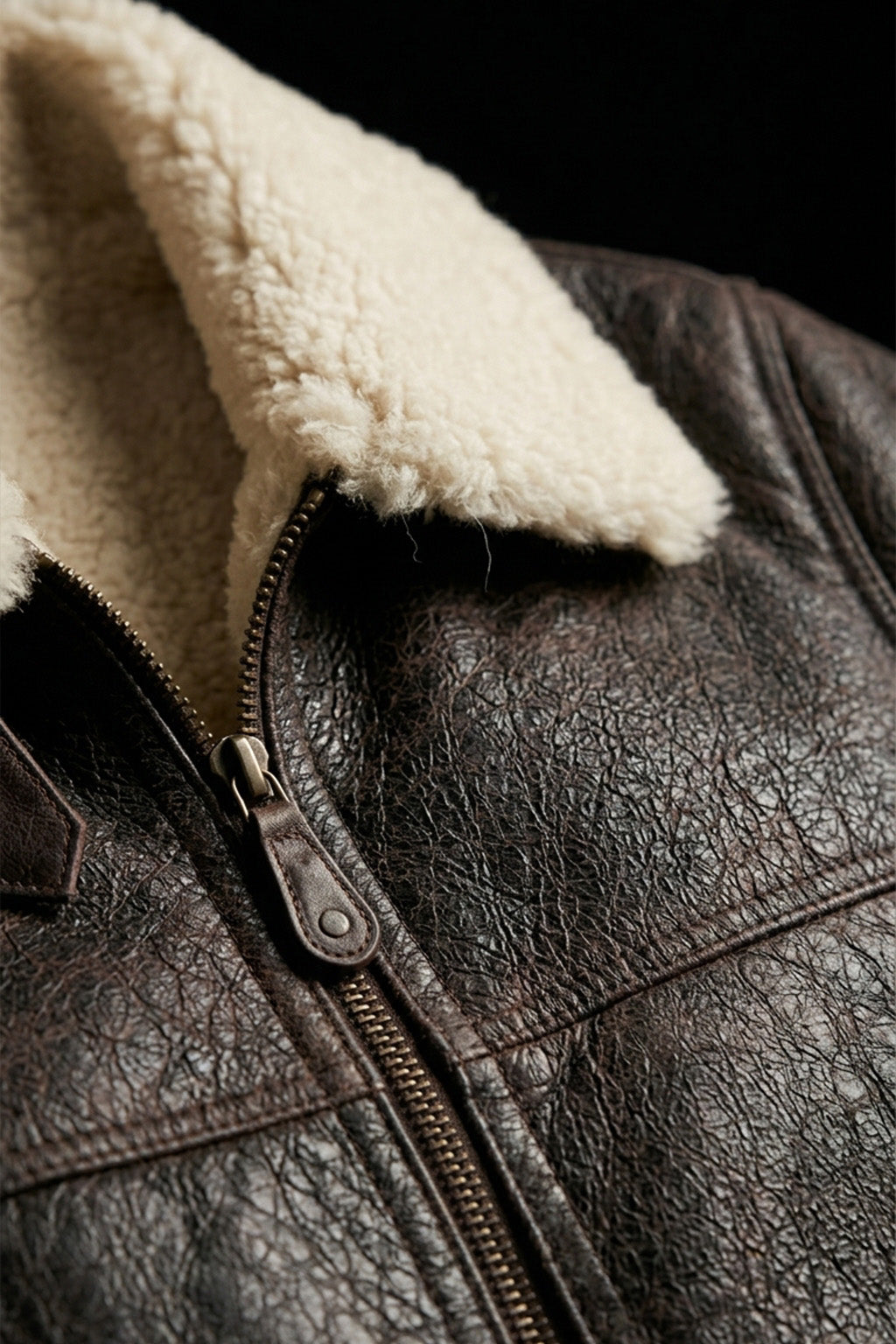 B011 RAF Aviator Brown Real Shearling Fur Cockpit Men's Jacket