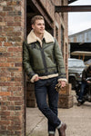 B013 HoL RAF B3 Men's Aviator WWII Genuine Green Winter Jacket
