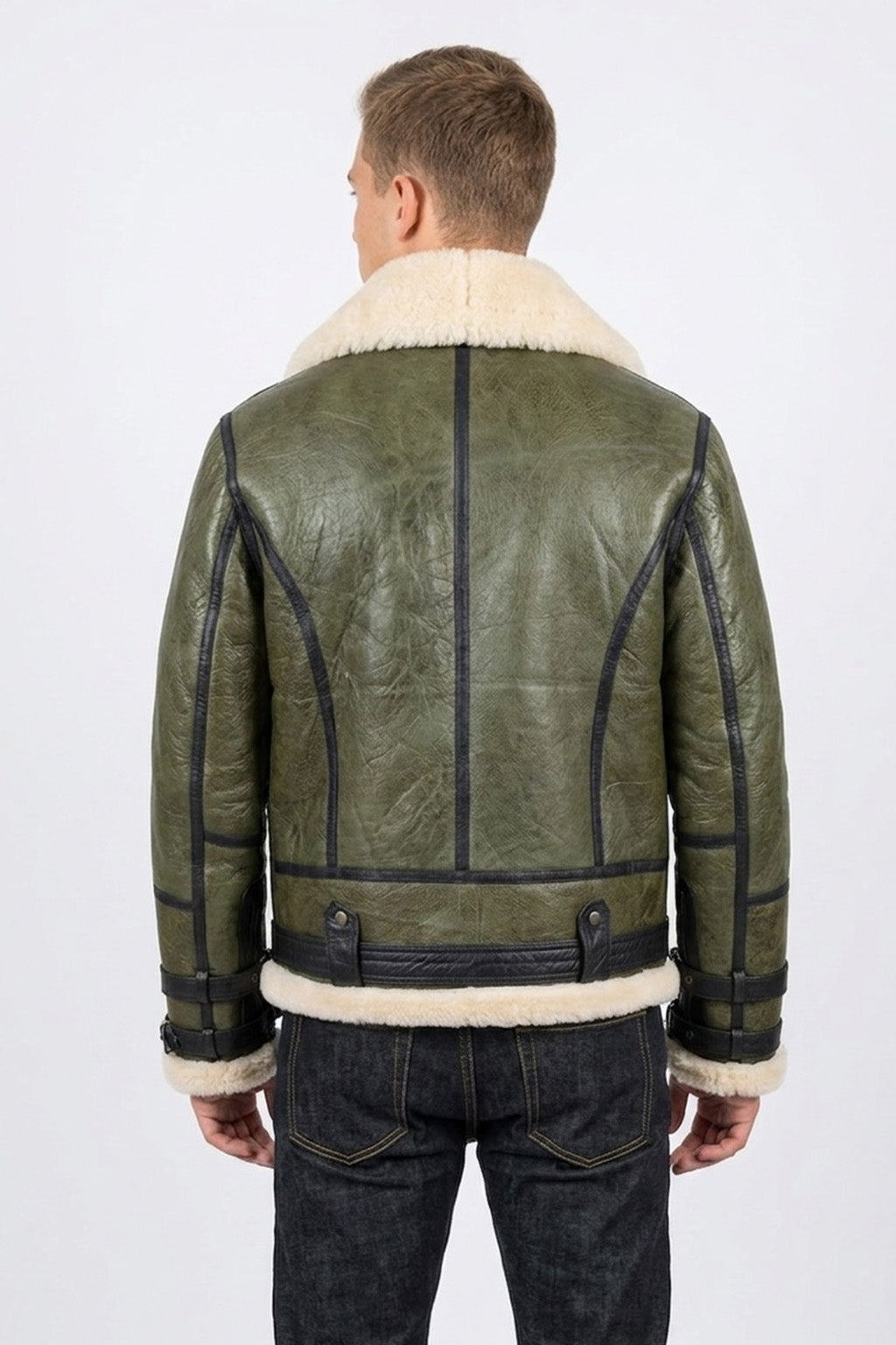B013 HoL RAF B3 Men's Aviator WWII Genuine Green Winter Jacket