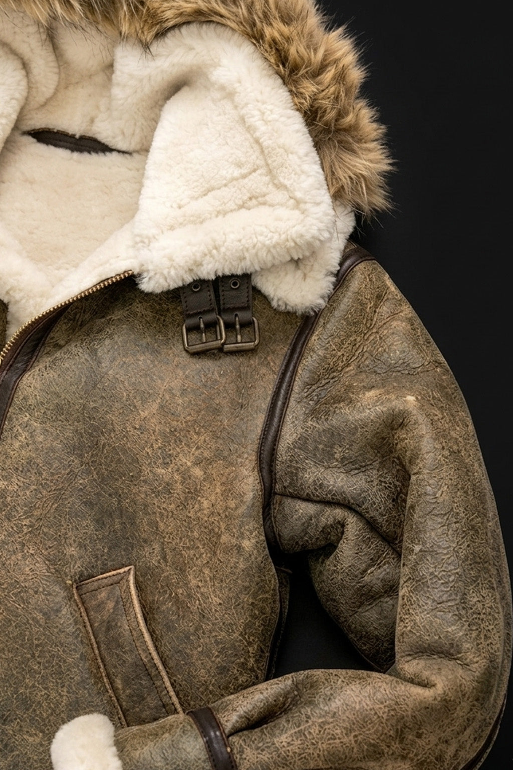B014 RAF B3 Detachable Hood Aviator Winter Khaki Men's Jacket