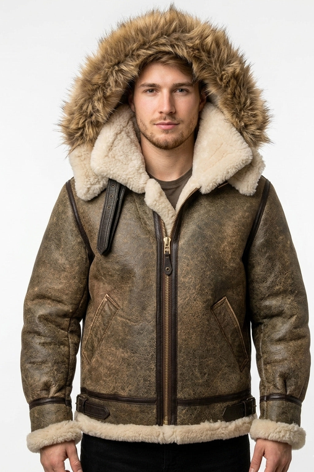 B014 RAF B3 Detachable Hood Aviator Winter Khaki Men's Jacket