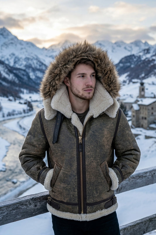 B014 RAF B3 Detachable Hood Aviator Winter Khaki Men's Jacket