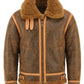 B015 RAF Copper Brown Shearling Winter Fashion Bomber Real Aviator Jacket