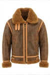 B015 RAF Copper Brown Shearling Winter Fashion Bomber Real Aviator Jacket