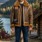 B015 RAF Copper Brown Shearling Winter Fashion Bomber Real Aviator Jacket