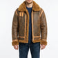 B015 RAF Copper Brown Shearling Winter Fashion Bomber Real Aviator Jacket