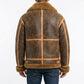 B015 RAF Copper Brown Shearling Winter Fashion Bomber Real Aviator Jacket