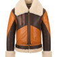B016 Two Tone RAF Bomber Brown Real Sheepskin Shearling Men's Jacket