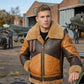 B016 Two Tone RAF Bomber Brown Real Sheepskin Shearling Men's Jacket