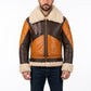 B016 Two Tone RAF Bomber Brown Real Sheepskin Shearling Men's Jacket