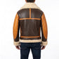 B016 Two Tone RAF Bomber Brown Real Sheepskin Shearling Men's Jacket