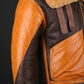 B016 Two Tone RAF Bomber Brown Real Sheepskin Shearling Men's Jacket