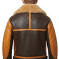 B016 Two Tone RAF Bomber Brown Real Sheepskin Shearling Men's Jacket