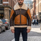 B016 Two Tone RAF Bomber Brown Real Sheepskin Shearling Men's Jacket