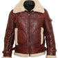 B019 RAF Men's B3 Aviator Real Leather Fur Shearling Winter Brown Jacket
