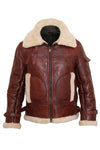 B019 RAF Men's B3 Aviator Real Leather Fur Shearling Winter Brown Jacket