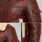 B019 RAF Men's B3 Aviator Real Leather Fur Shearling Winter Brown Jacket