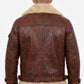B019 RAF Men's B3 Aviator Real Leather Fur Shearling Winter Brown Jacket