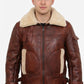 B019 RAF Men's B3 Aviator Real Leather Fur Shearling Winter Brown Jacket