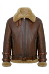 B021 Men's Real Shearling Sheepskin Leather Pilot Aviator Flying Jacket