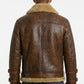 B021 Men's Real Shearling Sheepskin Leather Pilot Aviator Flying Jacket