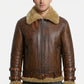 B021 Men's Real Shearling Sheepskin Leather Pilot Aviator Flying Jacket