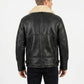 B020 Men's RAF Flying Aviator Real Shearling Fur Bomber Black Winter Leather Jacket